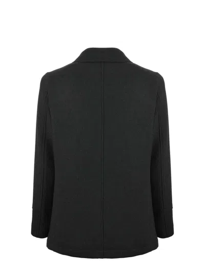 Camplin Peacoat In Wool Blend In Black