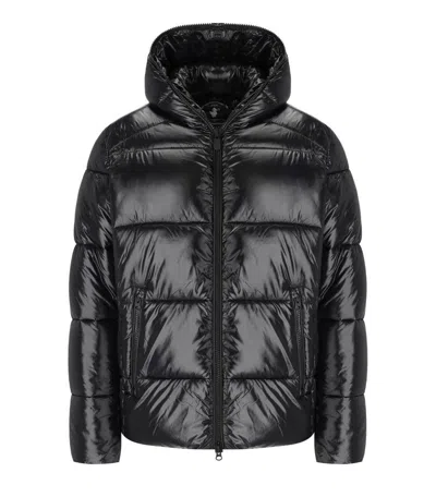 Shop Save The Duck Edgard Black Hooded Padded Jacket