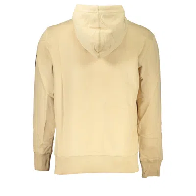 Calvin Klein Beige Brushed Cotton Hoodie With Central Pocket In Beige