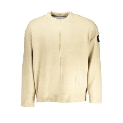 Shop Calvin Klein Chic Beige Crew Neck Sweater With Contrast Men's Details