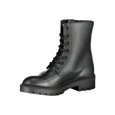 Calvin Klein Chic Black Ankle Boot With Laces And Zip Detail In Black