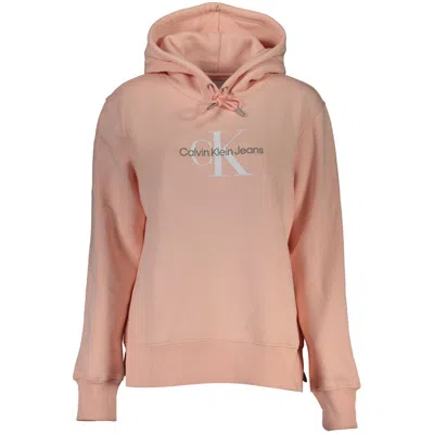 Calvin Klein Chic Pink Fleece Hooded Sweatshirt With Logo Embroidery In Pink
