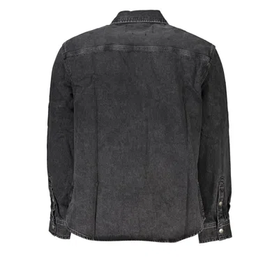 Calvin Klein Elegant Black Denim Shirt With Sophisticated Details In Black