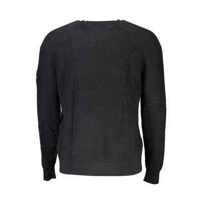 Calvin Klein Tonal Logo Smooth Cotton Crewneck Sweater In Black