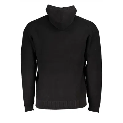 Shop Calvin Klein Sleek Cotton Hooded Sweater With Logo Men's Detail In Black