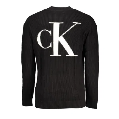 Calvin Klein Sleek Organic Cotton Crew Neck Sweater In Black
