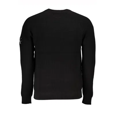 Calvin Klein Sleek Organic Cotton Crew Neck Sweater In Black