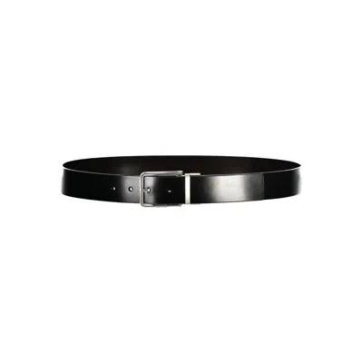Calvin Klein Sleek Reversible Leather Belt In Black