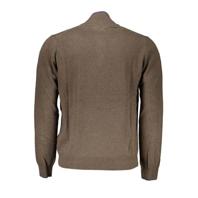 Harmont & Blaine Half-zip Contrast Detail Sweater In Brown