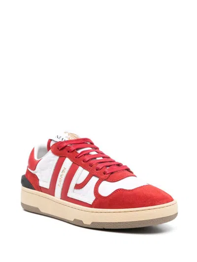 Lanvin Clay Low Top Sneakers In Leather And Nylon Color White/red In Red/white
