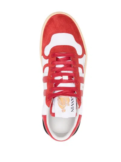 Lanvin Clay Low Top Sneakers In Leather And Nylon Color White/red In Red/white