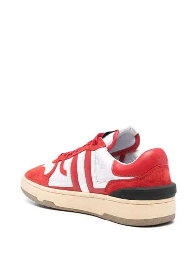 Lanvin Clay Low Top Sneakers In Leather And Nylon Color White/red In Red/white
