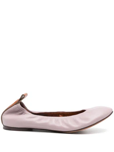 Lanvin Leather Ballet Flats Elasticated Trim In Wisteria