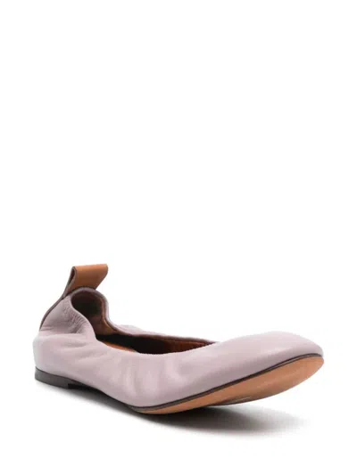 Lanvin Leather Ballet Flats Elasticated Trim In Wisteria