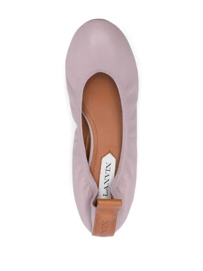 Lanvin Leather Ballet Flats Elasticated Trim In Wisteria