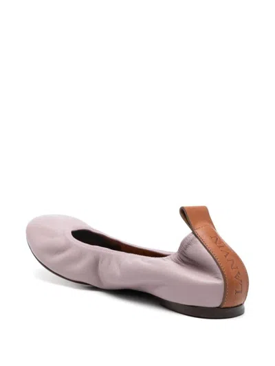 Lanvin Leather Ballet Flats Elasticated Trim In Wisteria