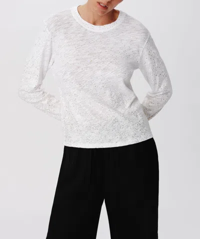 Atm Anthony Thomas Melillo Slub Jersey With Foil Long Sleeve Crop Tee In White-gold
