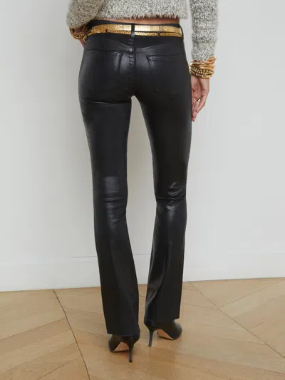 L'agence Sneeki Low Rise Sneaker Straight Jeans In Noir Coated In Noir Coated