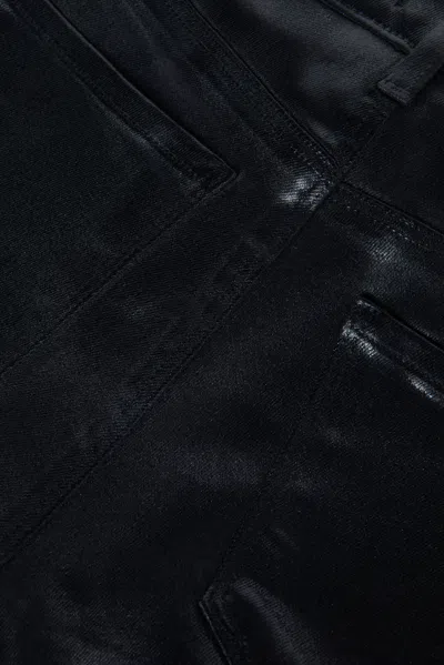 L'agence Sneeki Low Rise Sneaker Straight Jeans In Noir Coated In Noir Coated