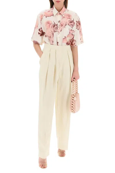 STELLA MCCARTNEY STELLA MC CARTNEY LOOSE LINEN BLEND PANTS WITH FRONT PLEATS 