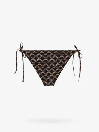 Celine Bikini Slip With Triomphe Print In Brown