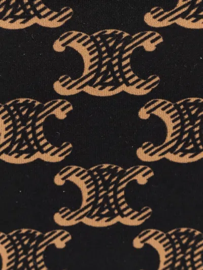 Celine Bikini Slip With Triomphe Print In Brown