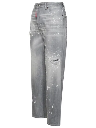 Dsquared2 Distressed Low-rise Cropped Jeans In Gray