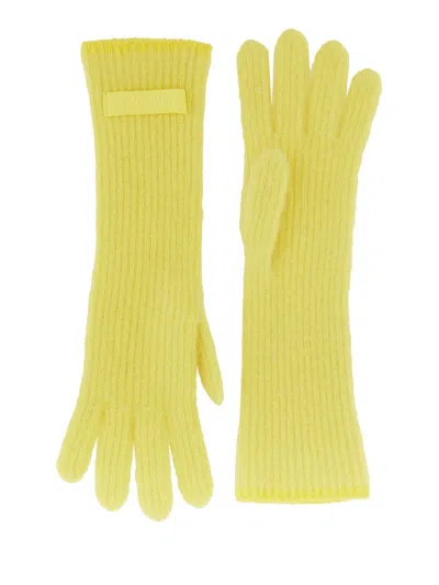 Jacquemus Grosgrain Logo Gloves In Yellow