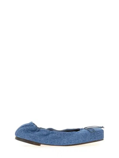 Jacquemus Les Ballerines Bow Square Toe Denim Ballet Flat In Multicolor