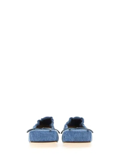 Jacquemus Les Ballerines Bow Square Toe Denim Ballet Flat In Multicolor