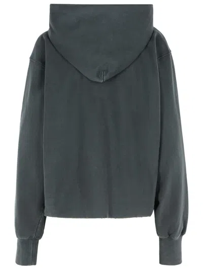 Maison Margiela Embroidered Logo Jersey Cropped Hoodie In Black