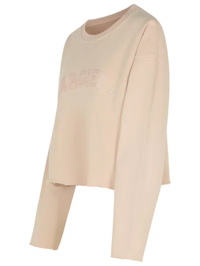Maison Margiela Reverse Cotton Sweatshirt Nude In Cream