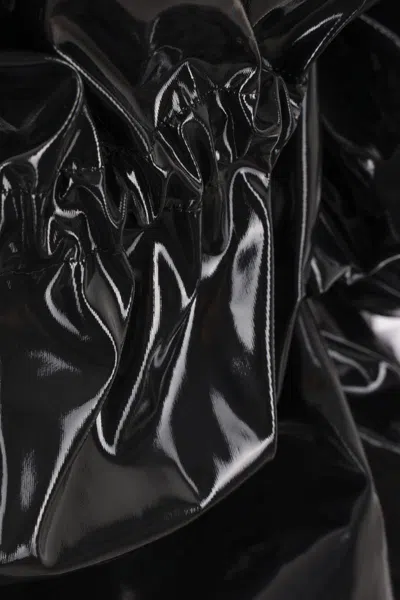 Comme Des Garçons Shiny Faux Leather Draped Midi Skirt In Black