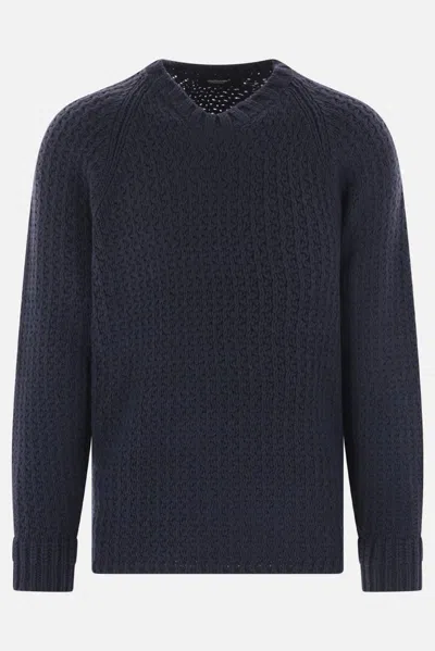 Undercover Round-neck Long-sleeved Sweater In Blue