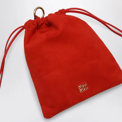 Shop Miu Miu Red Suede Pouch