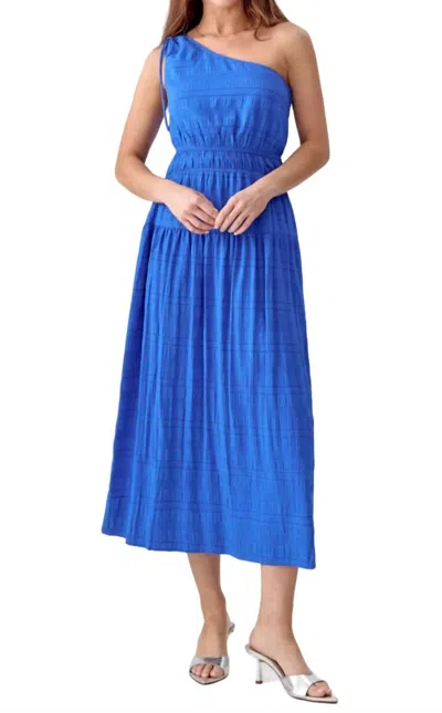 Greylin Whitney One Shoulder Midi Dress In Oceanic Blue In Blue