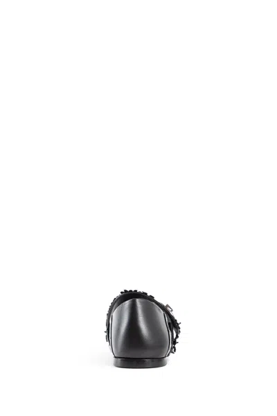 Valentino Garavani Vlogo Locker Mary-jane Ballerina In Eel With Flower Application Woman Black 37.5 In Black