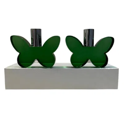 Lainy Home Pair Of 3" Butterfly Candleholders