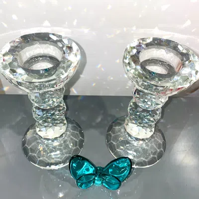 Lainy Home Pair Of 6" Crystal Ball Candlesticks