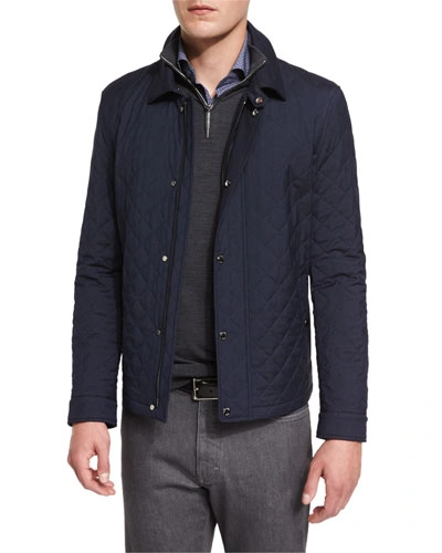 Ermenegildo Zegna Quilted Wool-blend Field Jacket, Navy