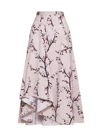 Alexander Mcqueen Floral-print Midi A-line Skirt In Ice Pink