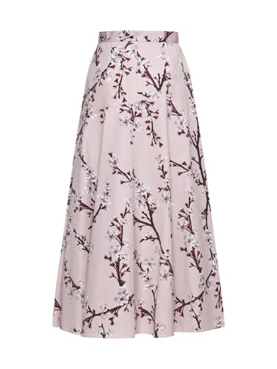 Alexander Mcqueen Floral-print Midi A-line Skirt In Ice Pink