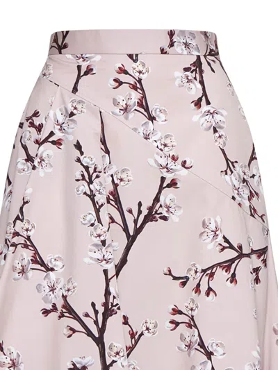 Alexander Mcqueen Floral-print Midi A-line Skirt In Ice Pink