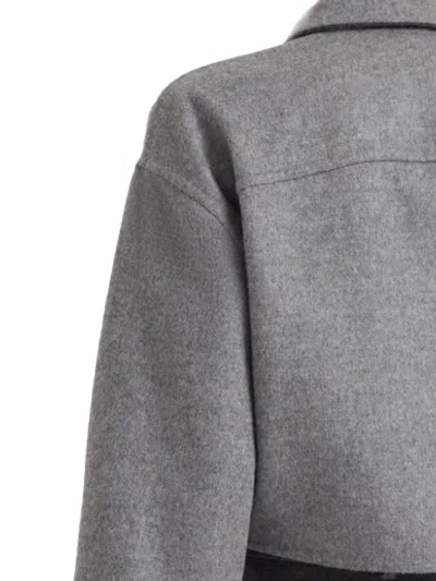 Brunello Cucinelli Virgin Wool Cropped Shirt Jacket In Grey