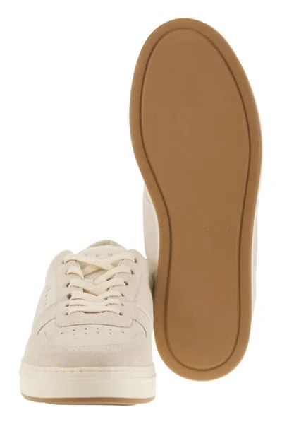 Hogan Smooth And Suede Leather H-tv Sneakers In Beige