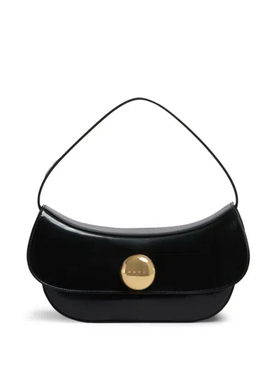Marni Hobo Handbag With Gold Closure In Black