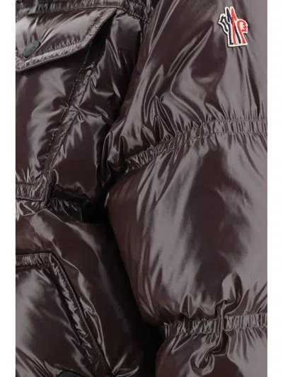 Moncler Glossy Finish Down Jacket With Quilted Design In Brown