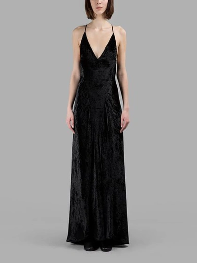 Attico Long Velvet Dress In Black