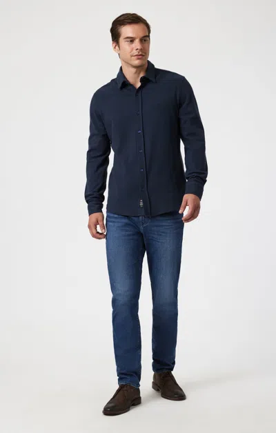 Mavi Steve Athletic Fit In Mid Brushed Supermove In Medium Blue