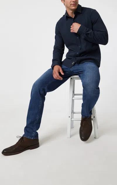 Mavi Steve Athletic Fit In Mid Brushed Supermove In Medium Blue